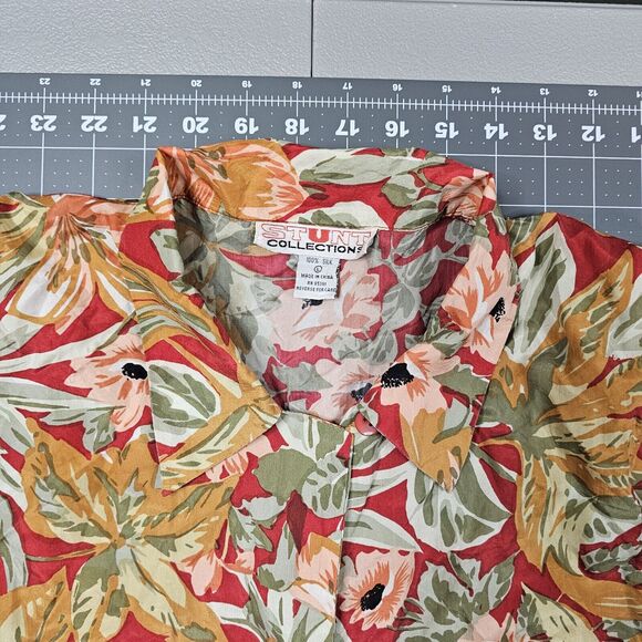 Vintage Stunt Collections Silk Hawaiian Shirt Large Hawaii Floral Aloha Magnum - Picture 3 of 8